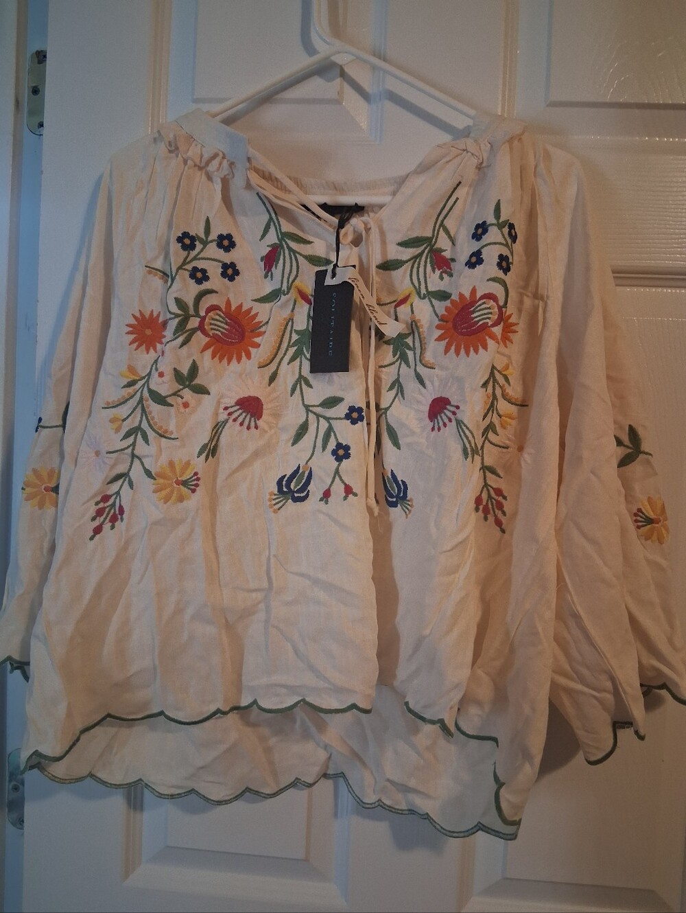 Solitaire Embroidered Peasant Blouse